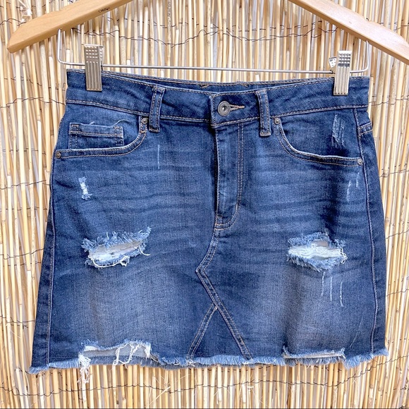Wax Jean Dresses & Skirts - NWOT Wax Jean Distressed Mini Denim Skirt Size Small